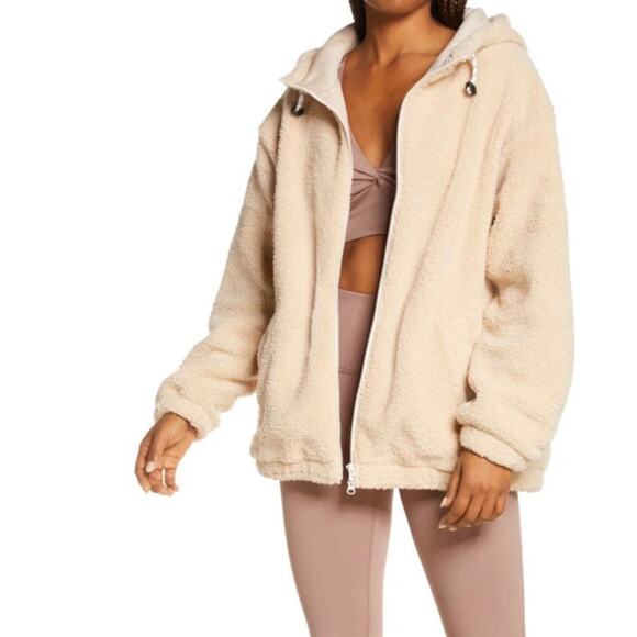 Zella Cloud Soft Women's Fleece Hooded Jacket – Beige (Size Small) MSRP $79 - Picture 1 of 5